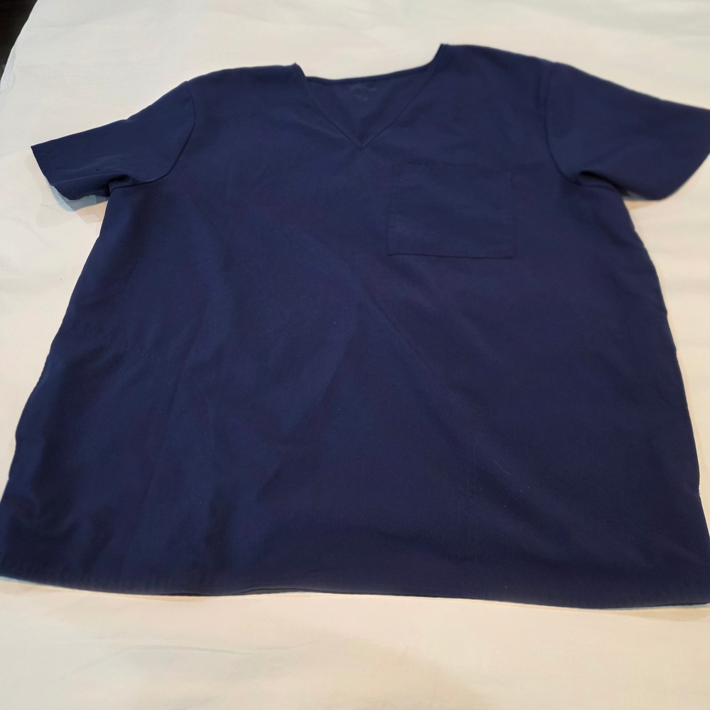Scrubstar Scrub Top Men XL Navy Blue Excellent V-Neck Short Sleeve Pocket